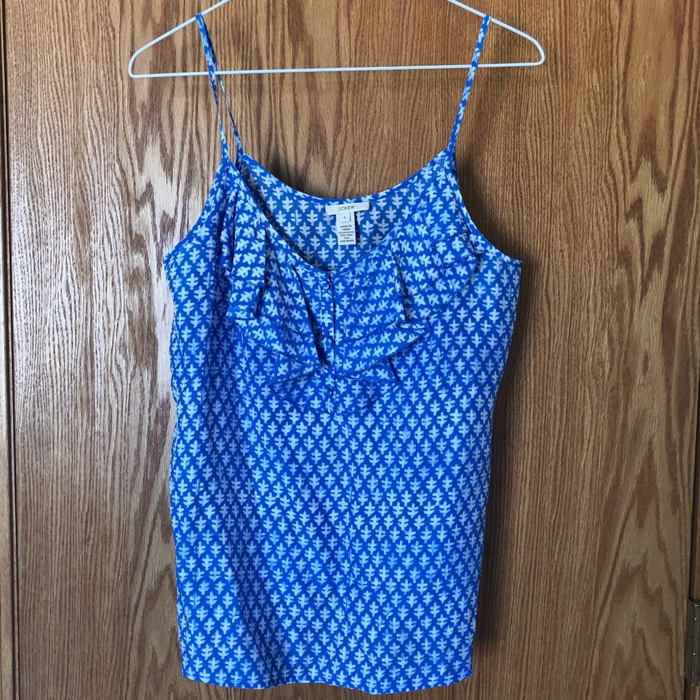 J Crew Silk Sleeveless Silk Blouse - Blue/White